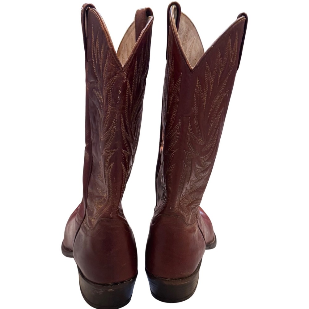 Dan Post Western Vintage Cowboy Boots Leather Red Brown Woman Size 11.5 EW 80's - Picture 12 of 16